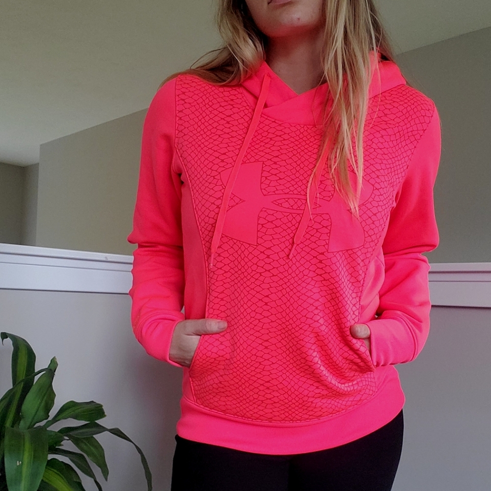 Under Armour Pink Snakeskin Hoodie Sweatshirt Small